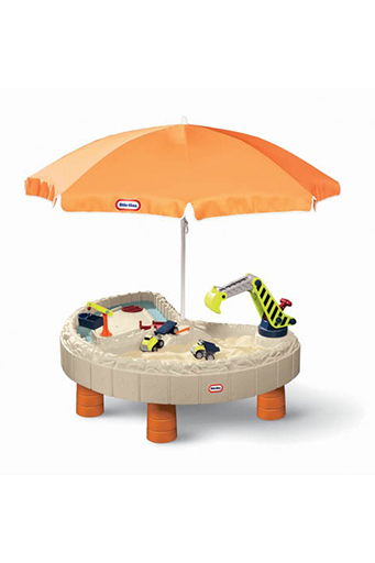 Песочница-стол с зонтом Little Tikes Веселая стройка, с аксессуарами